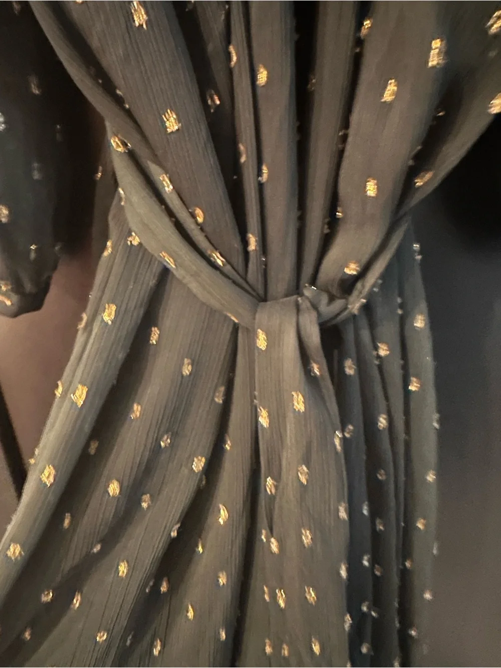 Ann Taylor Black Long-Sleeve Dress with Gold Dot Print - Picture 6 of 6